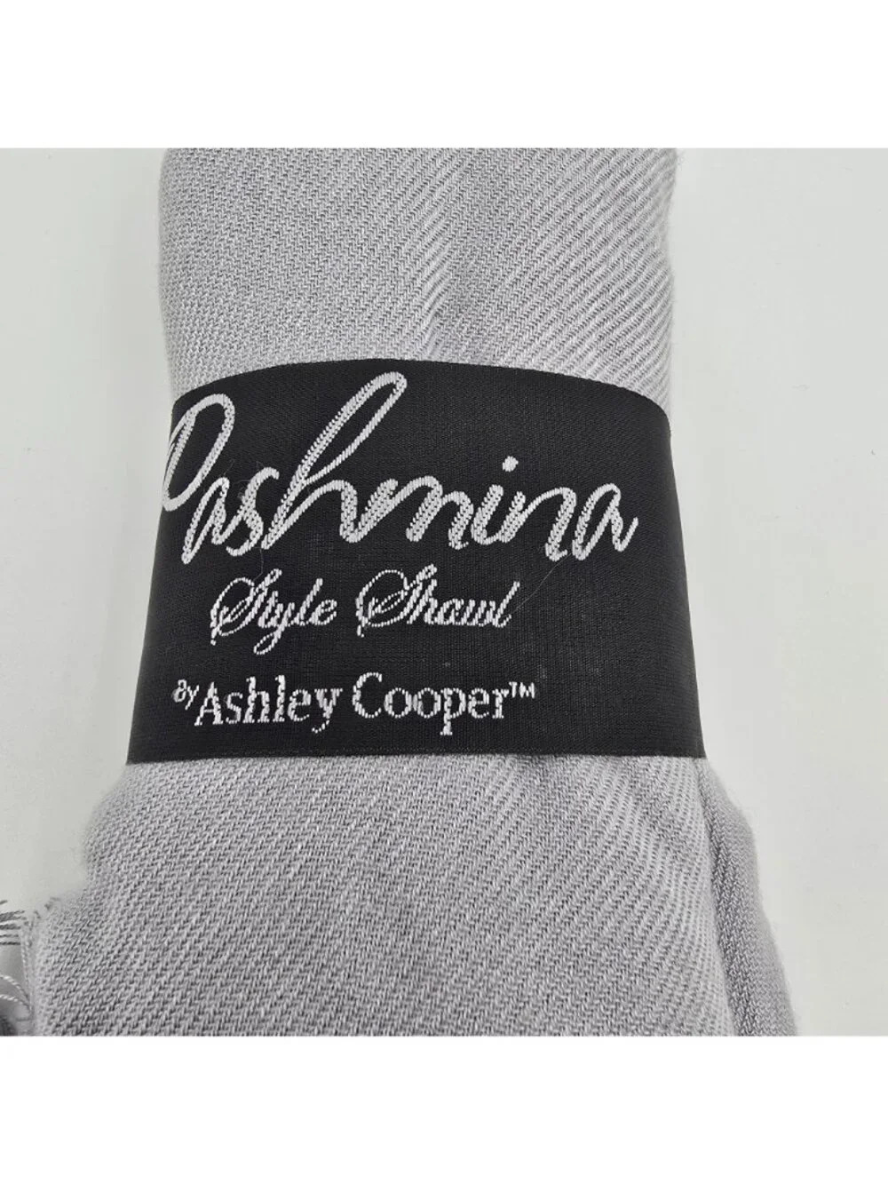 Ashley Cooper Pashmina Style Shawl Light Gray 60x180cm 100% Viscose Soft Fringe